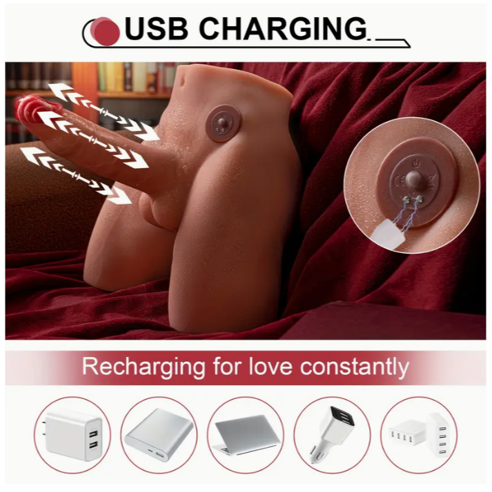 10lb male sex toy with female genitalia and power push dildo, realistic 2-in-1 body dry doll, hands-free adult leg sex toy with tight holes, suitable for female couples