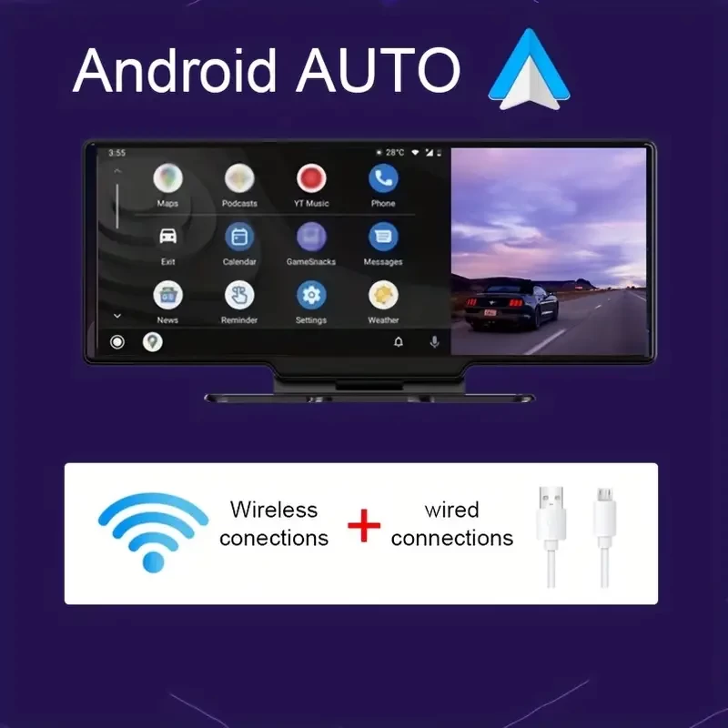 Wireless Car Stereo Compatible With CarPlay&Android Auto, 10Inch IPS Touchscreen Car Stereo Radio With Two Brackets,Bt, Mirror Link, FM Transmission, 2 USB/TF/AUX，Voice Control