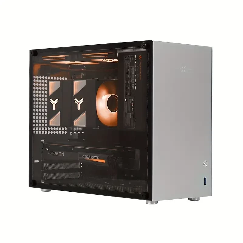 C2P Full Aluminum MATX Motherboard ATX Power Supply Side Transceiver Box Mini Game Assembly Computer Motherboard Desktop Case
