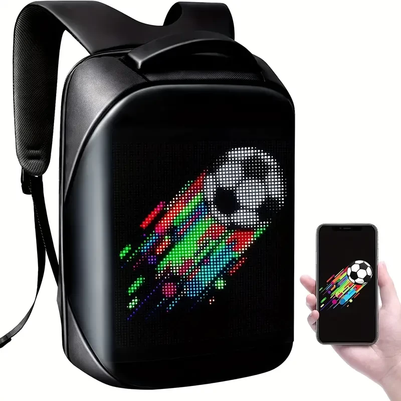 LED Backpack Programmable Full Color Screen, Birthday Gift For Men/Women, Motorcycle LED Backpack, Waterproof Shoulder Travel Backpack Laptop Backpack