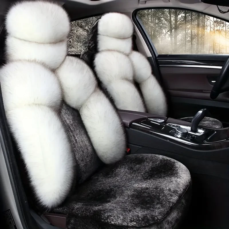 5 Seats Plush Automotive Seat Cover, Winter Warm Full Surround Auto Front Rear Seat Cushion, Vehicle Seat Protector- Universal Size Car