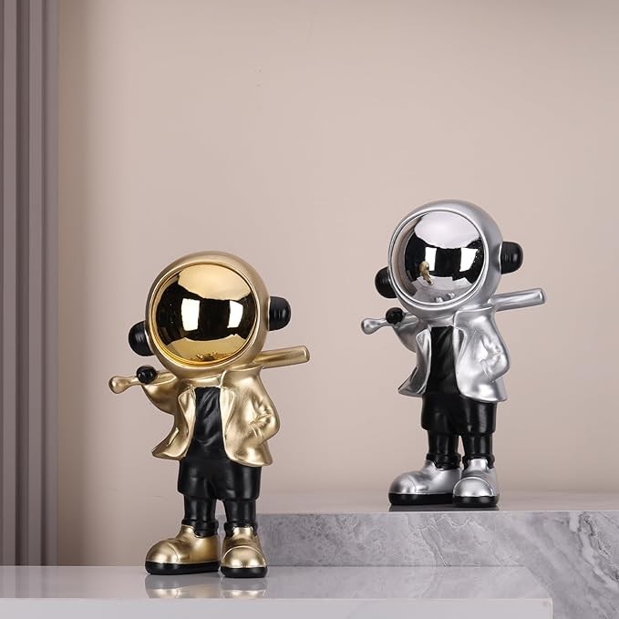 Astronaut statue home decoration, gold astronaut decoration, silver astronaut statue, modern Art Deco home decoration sculpture, men's office shelf and living room TV cabinet decoration