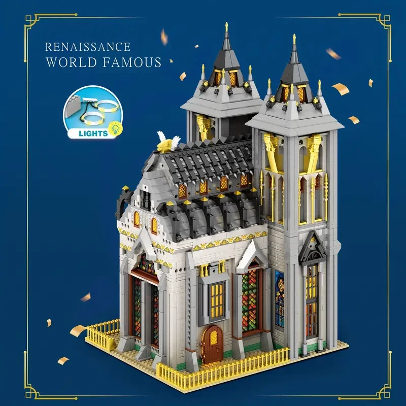 3468Pcs Medieval Church Block Model: A Fun & Educational DIY Toy for Kids & Adults - Perfect Home Decoration & Halloween Gift!