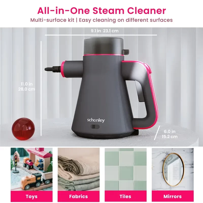 Schenley Handheld High-Pressure Steam Cleaner, Portable Steam Cleaner With 5-in-1 Multi-Surface Kit For Home Use, Multi-Purpose Steam Cleaner For Cleaning Upholstery, Car, Grout And Tile
