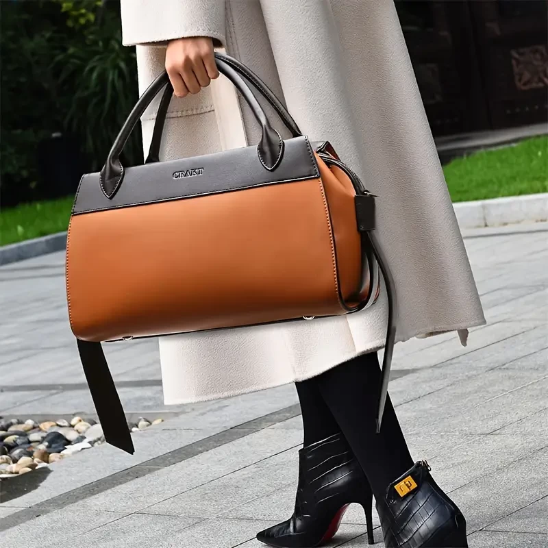 Luxury Women's Shoulder Bag - Large Capacity Color Contrast Square Bag, Fashionable Crossbody Bag & Satchel Bag