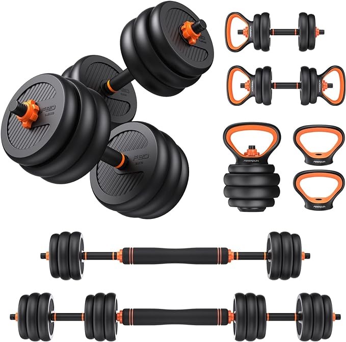 Barbell, Kettlebells, Push up Stand, Fitness Exercises for Home Gym Suitable Men/Women