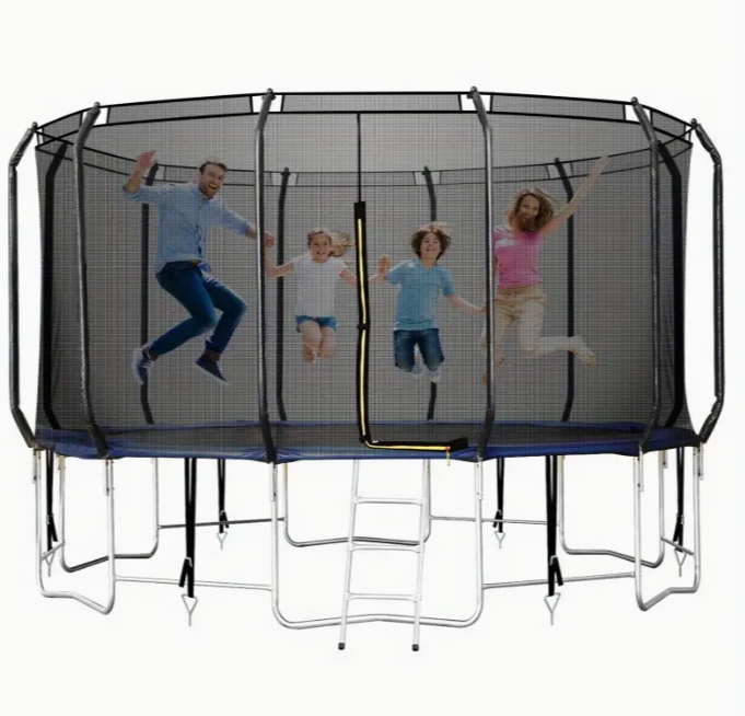 16 'easy to assemble family outdoor jump trampoline with safety fence netting