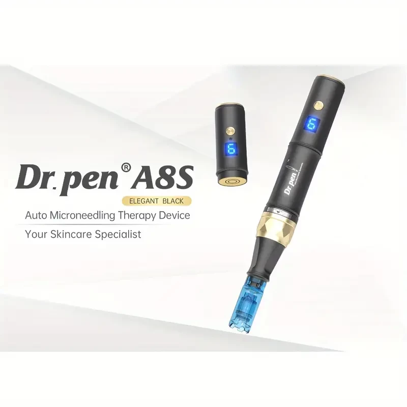 Dr Pen A8S Microcrystalline Pen - 6 Free Cartridges: 6pcs Round Nano - Professional Beauty Instrument Beauty Pen Skin Care Tool Gift For Women