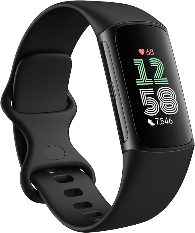 Fitbit Charge 6 Fitness tracker with Google App, sports equipment heart rate, including 6-month premium membership, GPS, health tools, etc., obsidian/black, single size (S and L bands included)