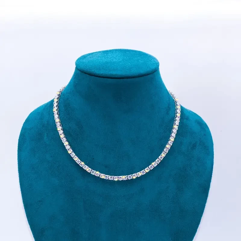 1pc Moissanite S925 Tennis Necklace, Classic Moissanite Choker Necklace For Wedding & Engagement