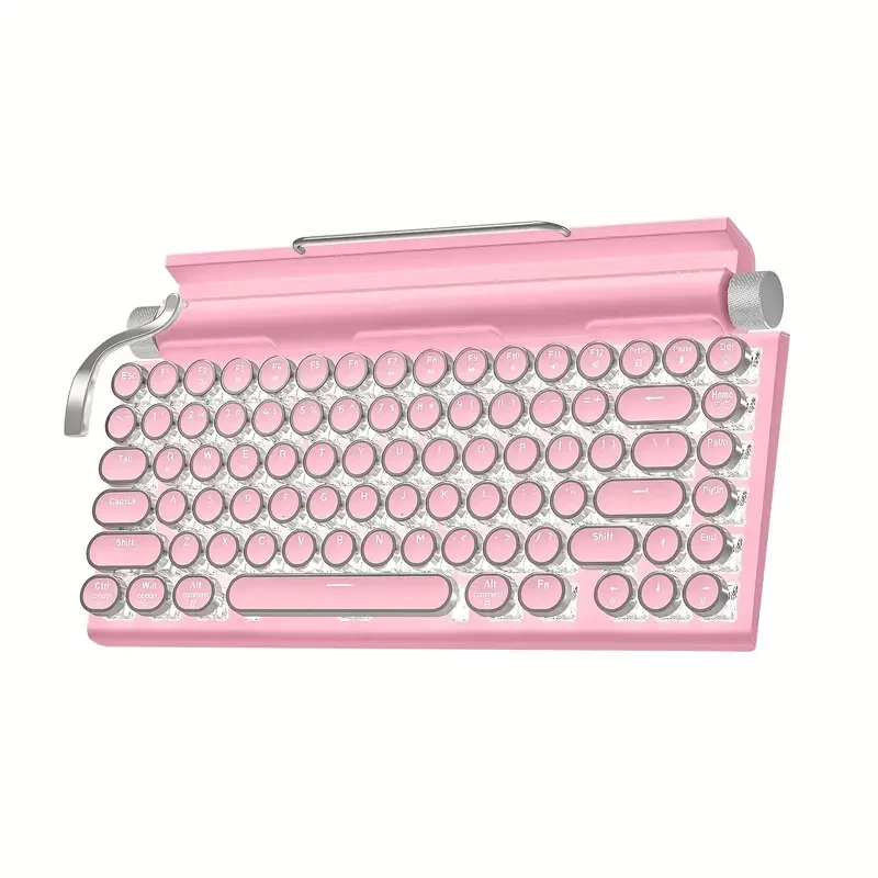 981 80% Retro Typewriter Keyboard, PBT Keycaps, Wireless 5.0 & Wired Connection, LED Blacklight Modes,