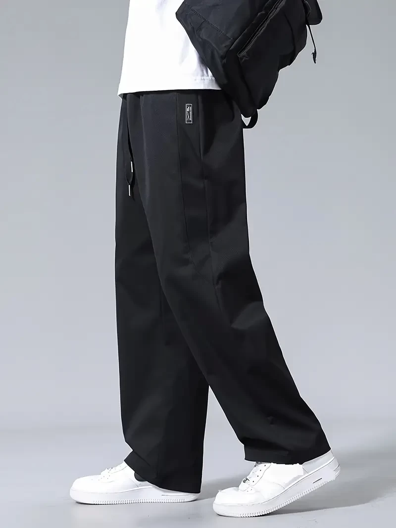 Men's Loose Solid Pants With Pockets, Casual Breathable Drawstring Trousers For Outdoor Activities Gift