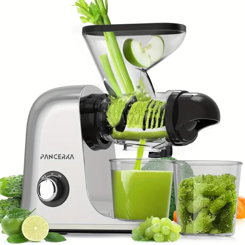 Set, Masticating Juicer Machines,Cold Press Juicer,Slow Juicer Machines With High Juice Yield,Easy Cleaning,Reverse Function,Quiet Motor For Vegetable And Fruit(Silver Gray)