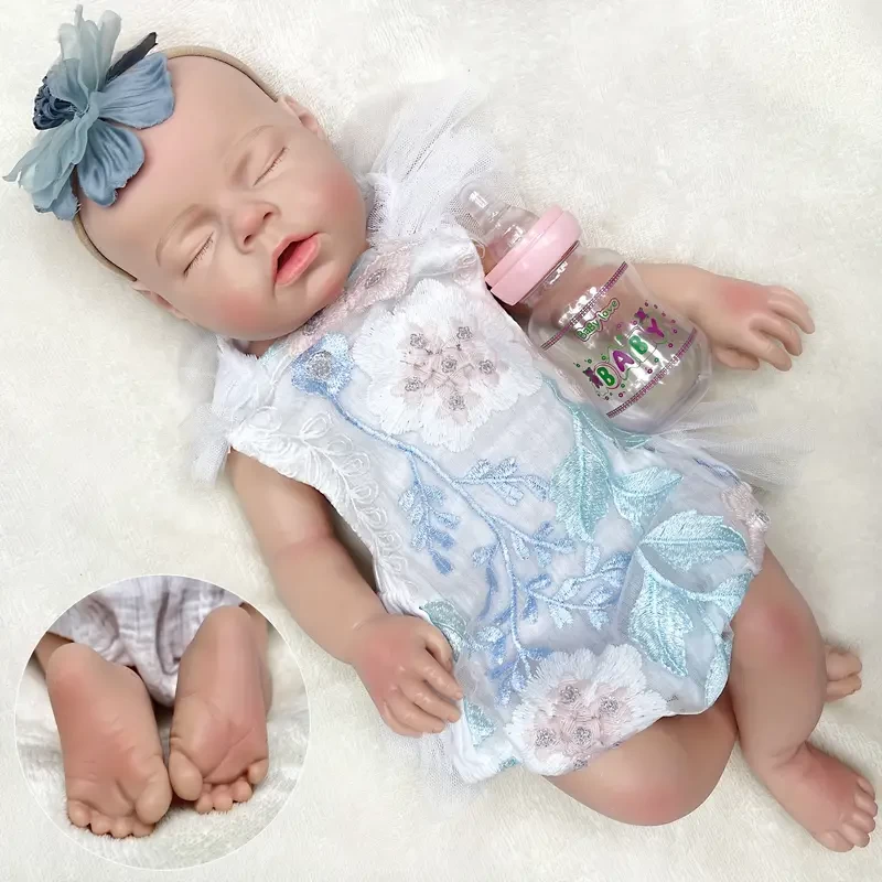 20" Whole Silicone Reborn Doll, Silicone Dolls Can Drink Milk, Full Body Soft Solid Silicone Reborn Doll, Christmas Gift, Reborn Silicone Doll