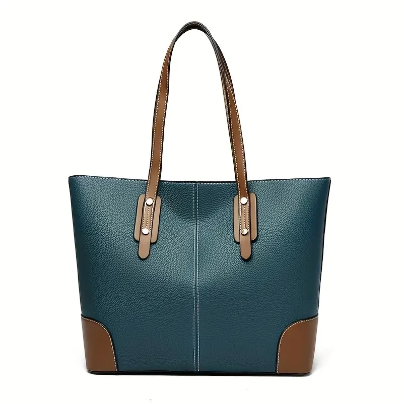 Vintage Large Capacity Tote Bag, Retro PU Shoulder Bag, Women's Fashion Handbag For Commute