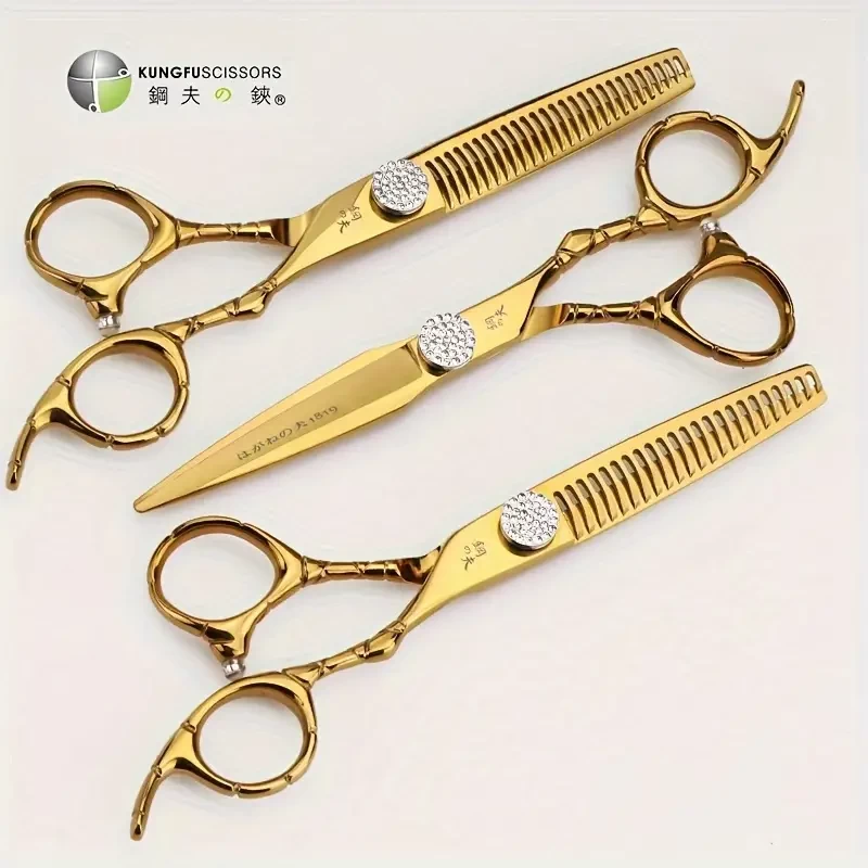 1pcs Golden 6 Inch Haircut Scissors, Hair Cutting Scissors, Hair Thinning Shear, Barber Hairdressing Scissors