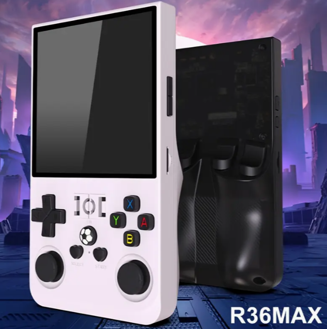 4 "IPS screen R36 MAX Handheld Game Console -1 portable gaming device with ergonomic design, Linux system, USB charging, rechargeable lithium polymer battery - Christmas Valentine's Day gift