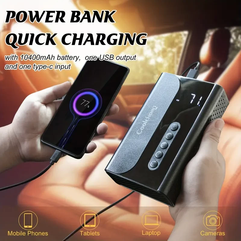 Jump Starter With Air Compressor Portable Car Battery Charger & 150PSI Tire Inflator LEDLight 12V Car Battery Booster 1.59gal Gas 101.44oz Diesel Engines