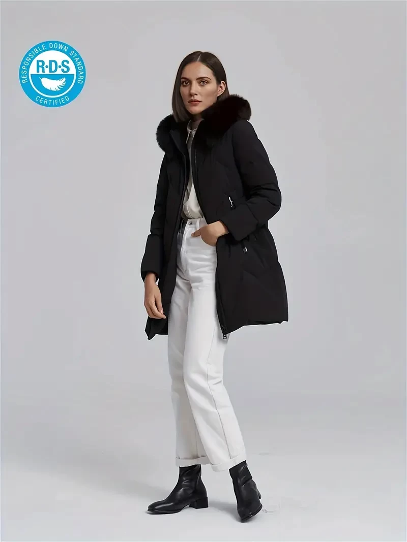 Solid Color Open Front Slim Coat, Elegant Long Sleeve Zipper Front Side Pockets Hooded Coat For Every Day, Women's Clothing