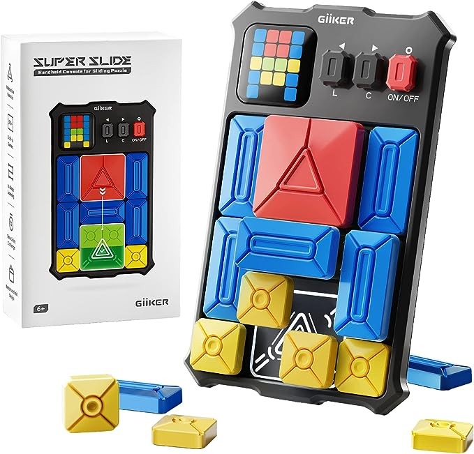 GiiKER Super Slide Brain Games, more than 500 horizontal upward challenges, brain teaser puzzles, interactive fingertip toys Handheld game console, learning educational travel STEM toys, birthday gift