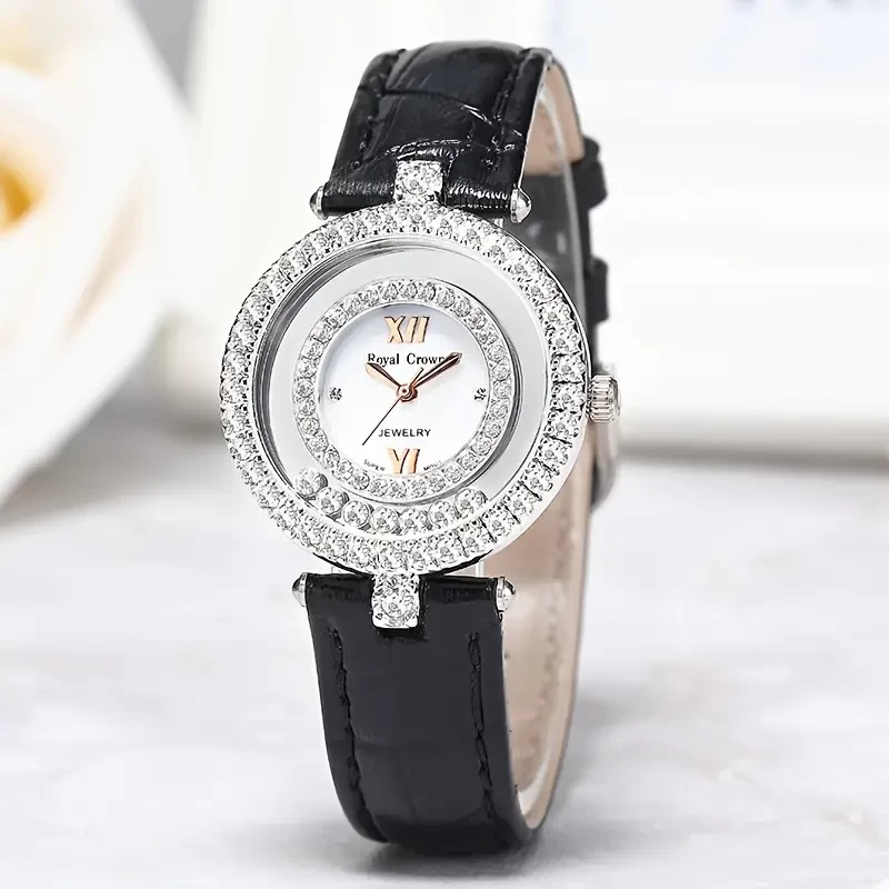 ROYALCROWN Fashion Trendy Round Dial Waterproof Quartz Watch, Ideal choice for Gifts