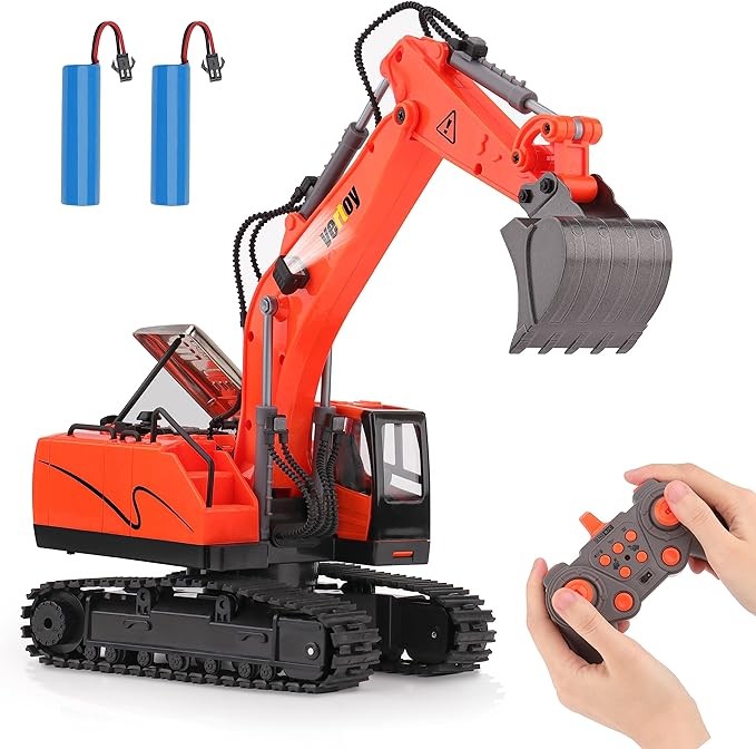 VERTOY Boy Remote Control Excavator toy - the best birthday gift for children, suitable for 3-5 years old 4-7 years old 8 years old 9 years old 10 years old,RC construction excavator, with metal shove