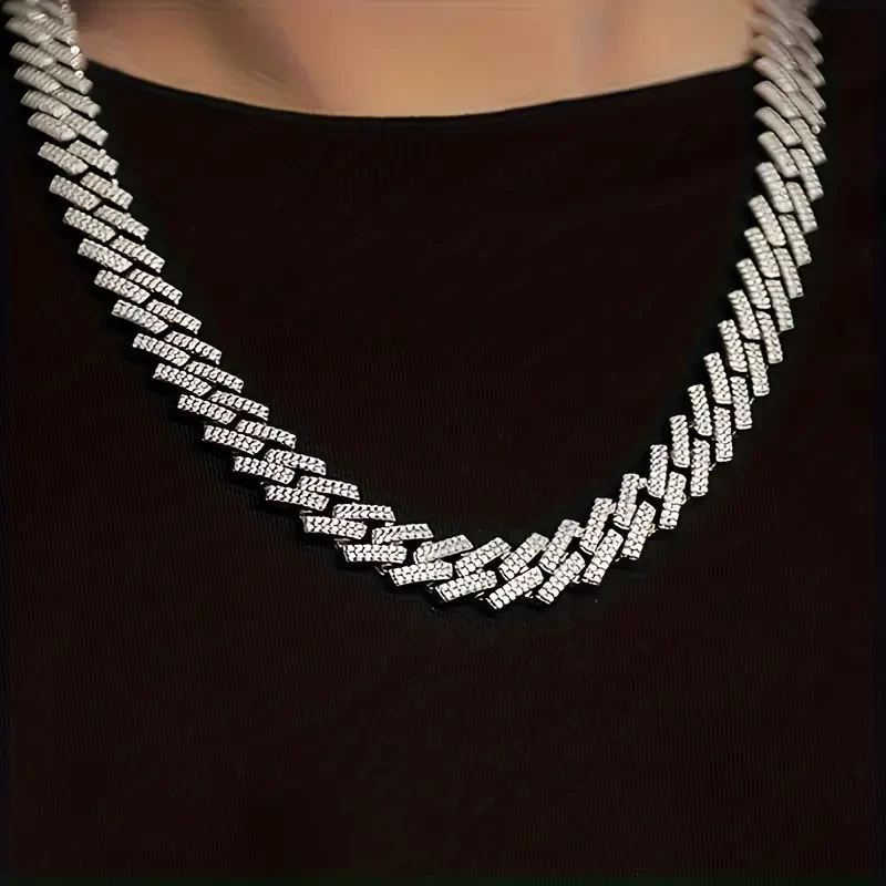 1pc S925 Moissanite Cuban Chain/Platinum Golden/Goldne/Multi-Size Necklace For Men Women