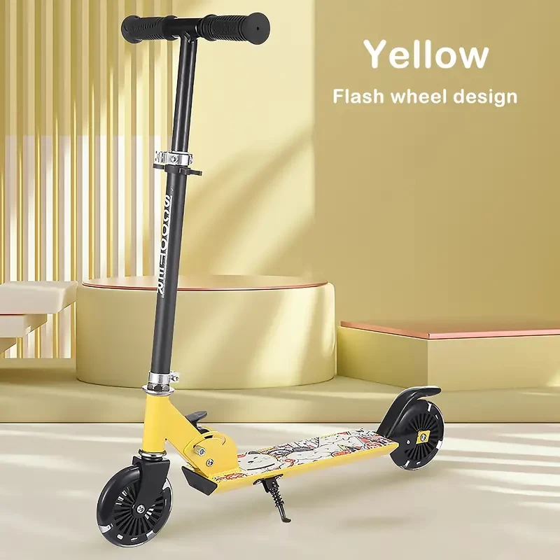 Aluminum Alloy Scooter With Luminous Wheels, Liftable, Foldable, Aluminum Alloy Body. Gift Preferred, Affordable Gift, High Quality (Without Electricity)
