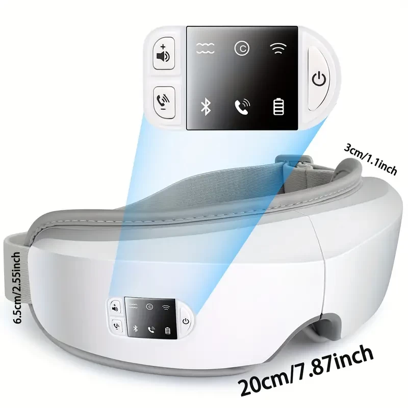 Rechargeable 4D Smart Eye Massager with Heat and Vibration for Relieving Eye Fatigue, Dark Circles, Dry Eye, and Migraine - Perfect Gift for Men and Women