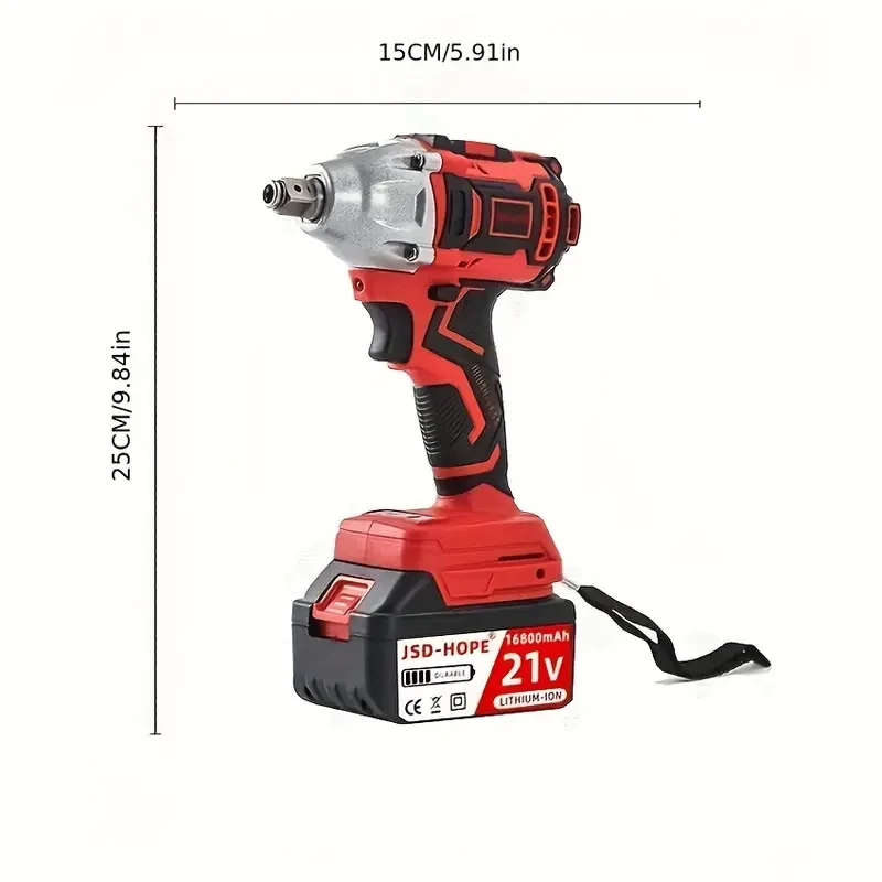 Electric Wrench, Large Torque, Brushless Impact Air Gun, Rechargeable Scaffolding Tool, Socket, Lithium Battery, Heavy-duty Automotive Repair Tool.