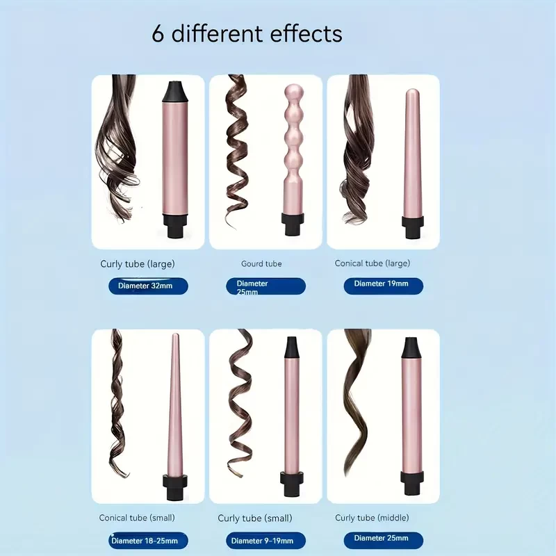 Multi-functional Hair Curling Iron Electric Curling Iron Professional Curling Wand With Replacement Heads For Different Sizes Hair Styling Curler