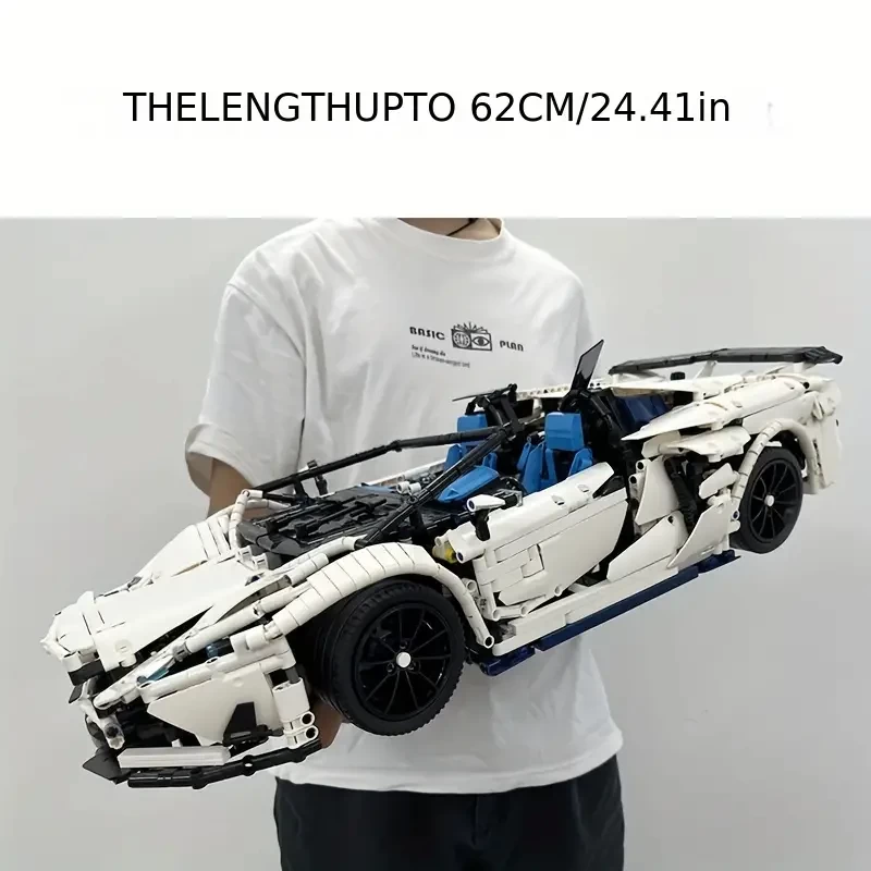 （3712PCS) White Racing Car Building Blocks High-Tech City Sport Racing Car Model Vehicle Assemble Bricks