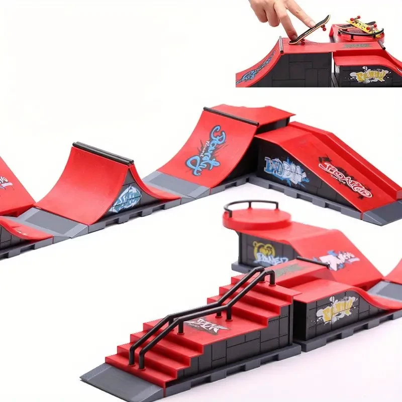 Mini Skate Board Finger Skateboard Professional Ramp Skatepark Children Assembled Alloy Track Scooter Toy