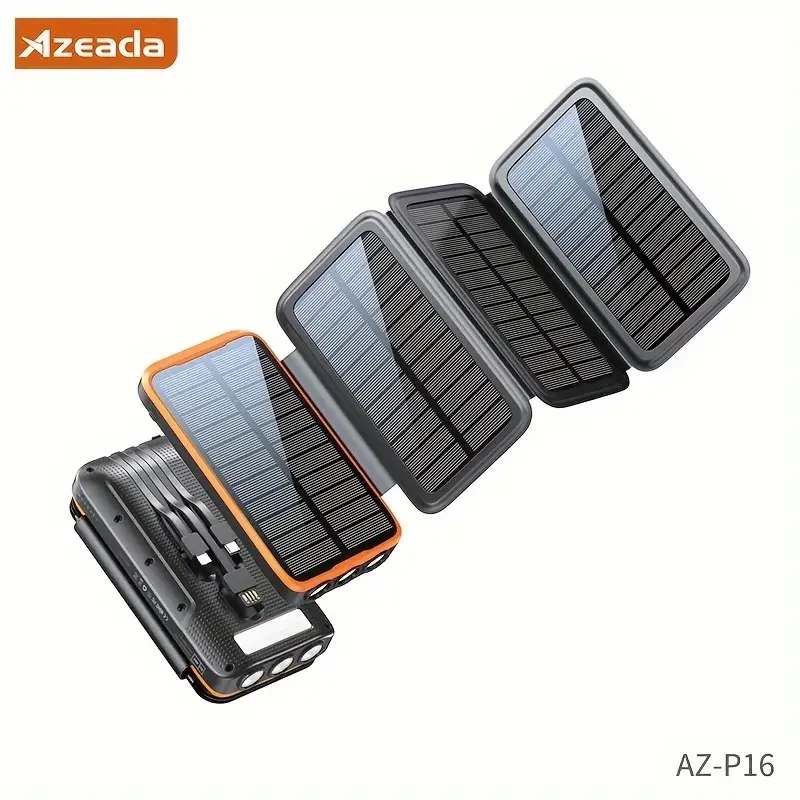 Solar Charger: 20000mAh 22.5W Fast Charging Power Bank USB C PD Portable Phone Charger With 4 Solar Panels For IPhone, Samsung Tablet