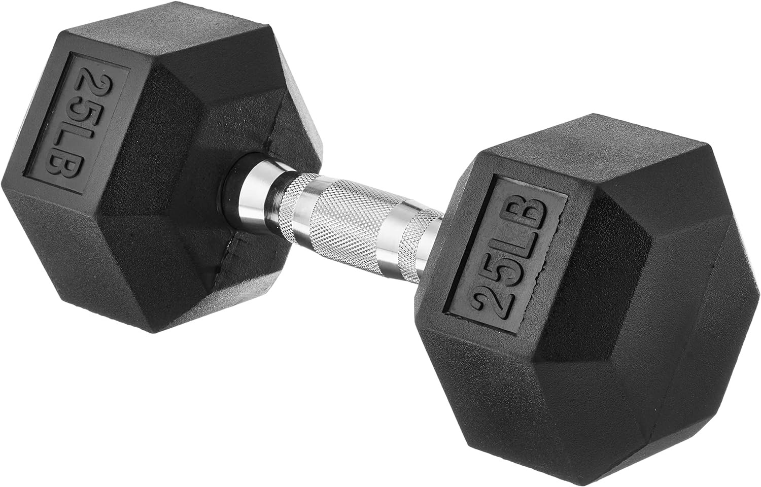 Amazon Basics Rubber Encased Exercise & Fitness Hex Dumbbell, Single, Hand Weight For Strength Training