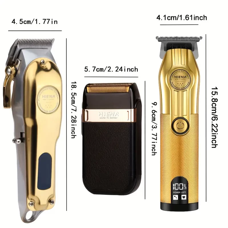 3pcs Men's Professional Hairdresser - T-Shaped Blade Trimmer With USB Charging, Beard And Razor Home Beauty Kit