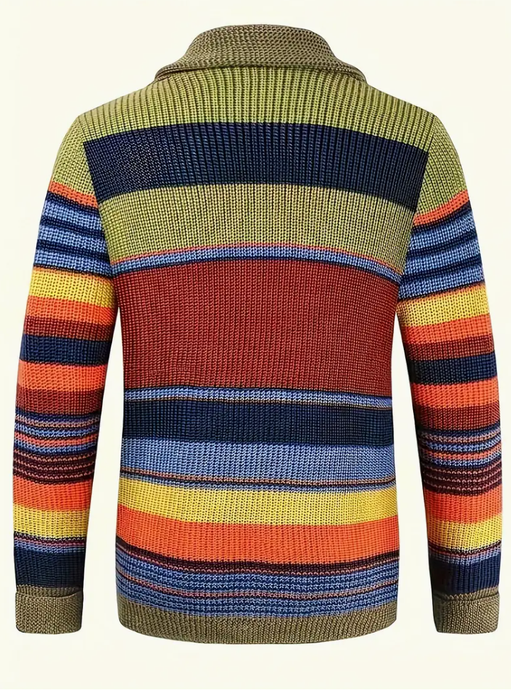 Spring and winter plus-size men's color contrast knit cardigan sweater