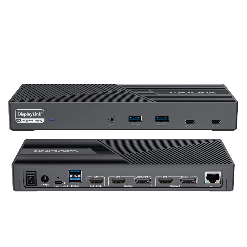 WAVLINK DisplayLink Docking Station Triple Monitor - 4K@60Hz for 3 Monitors
