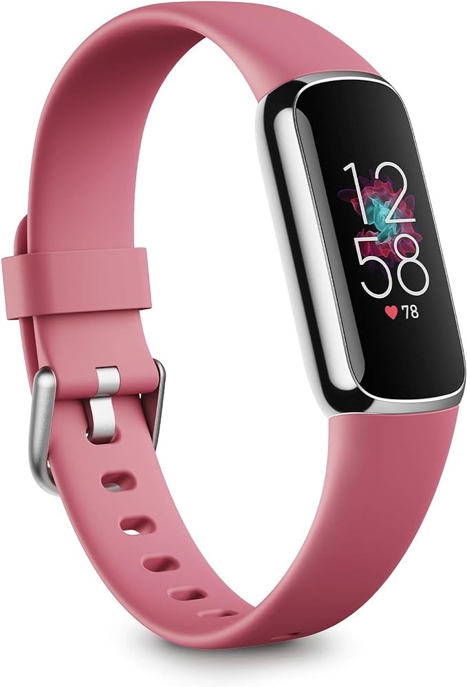 Fitbit Luxe-Fitness and Wellness-Tracker with Stress Management, Sleep-Tracking and 24/7 Heart Rate, Orchid/Platinum Stainless Steel, One Size, S & L Bands Included