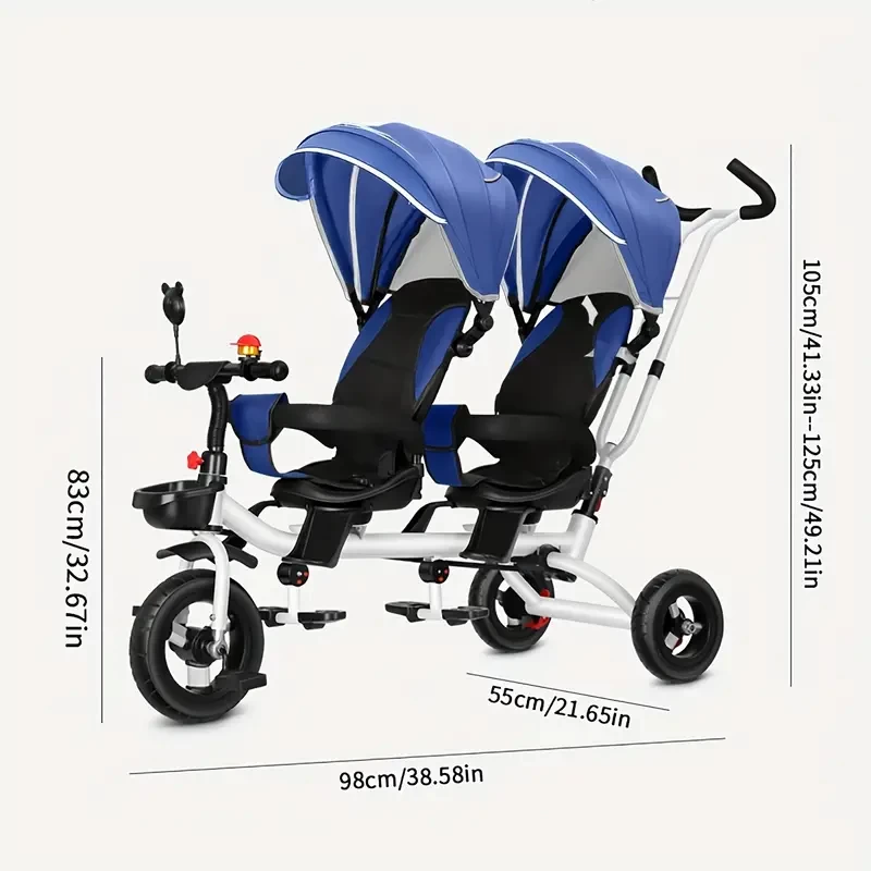 1pc Twin Tricycle, Twin Bicycle Twin Stroller, Suitable For Indoor And Outdoor