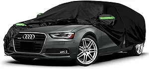 Waterproof cover replacement for 2008-2024 Audi sedan, layer all-weather cover with zipper door and windproof belt, suitable for snow and rain dust protection