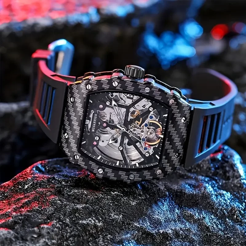 MUSANFIGO Automatic Hollow Mechanical Watch, Fashion Men's Business Watch