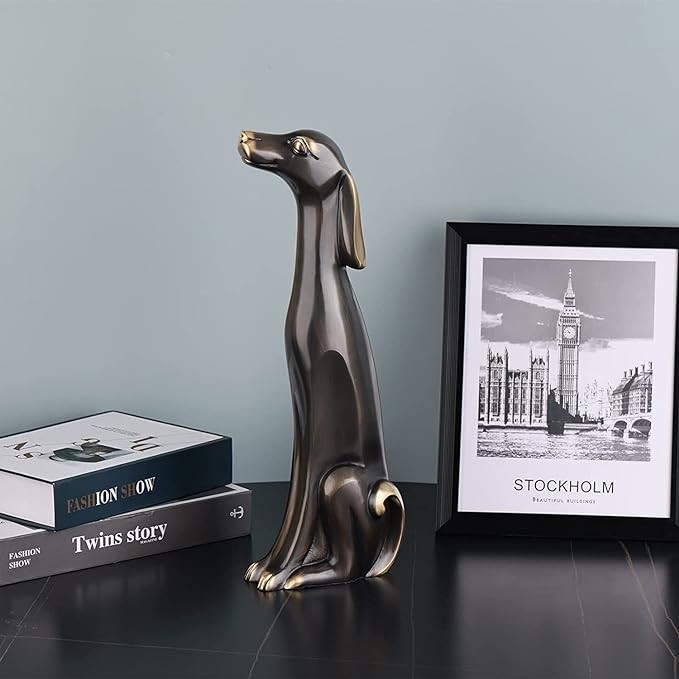 WUBIANJIE Dog statues and sculptures, bronze statues, animal dog statues, Modern home decor, Office home decor, study, TV cabinet, coffee table decor and accessories