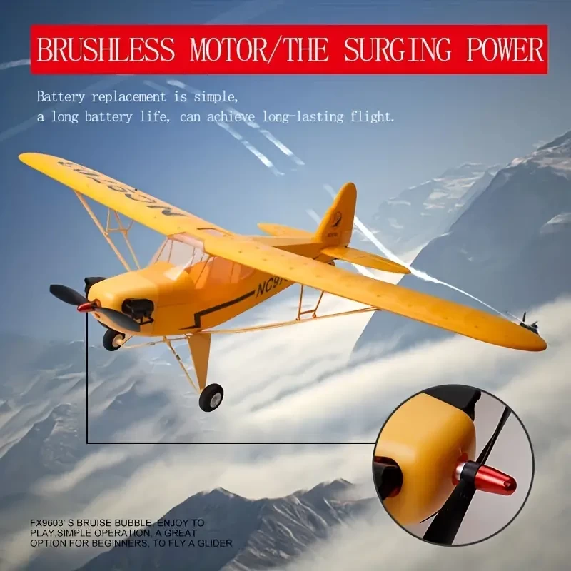 Remote Control Aircraft J3 Cessna Glider Model Aircraft Brushless Motor Large Drone Model Fixed Wing Model Aircraft Fighter To