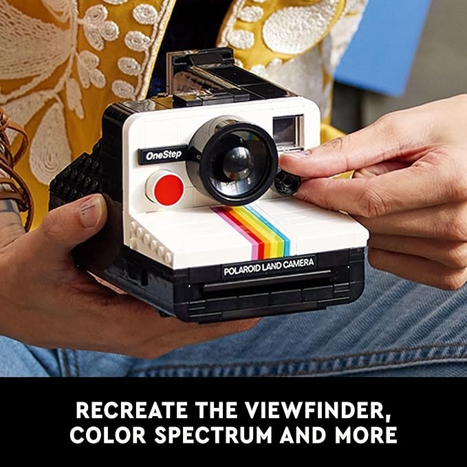 LEGO Ideas Polaroid OneStep SX-70 camera building set, perfect for photographers' creative gifts, collecting brick vintage Polaroid camera models, creative events or adult gifts