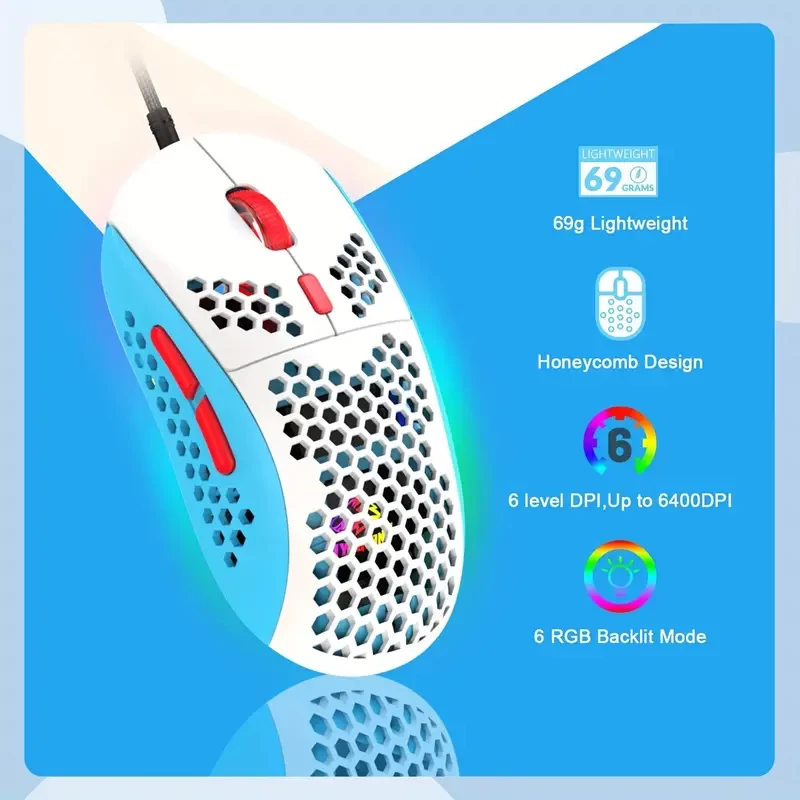RK-T8PR0 Wired 65% Mechanical Gaming Keyboard And Mouse Combo With RGB Backlit Anti-ghosting TKL Mini 68 Key Coiled C To A Cable Tactile Blue Switch For PS4 PS5 Xbox PC Mac Gamer