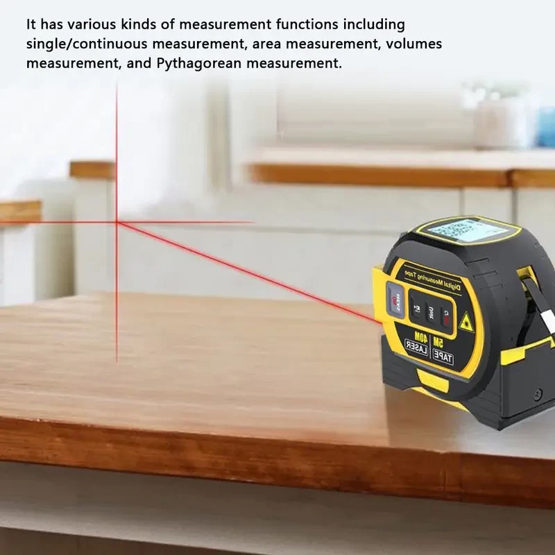 3 In 1 Laser Rangefinder 5m Tape Measure Ruler LCD Display With Backlight Distance Meter Area Volumes Building Measurement Device