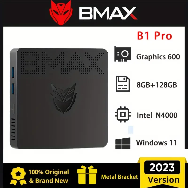 BMAX B1 PRO Mini PC 8GB RAM 128GB EMMC Mini Gaming Computer With Processor Intel N4000,Windows 11 ,Home/Business Mini Desktop Computer