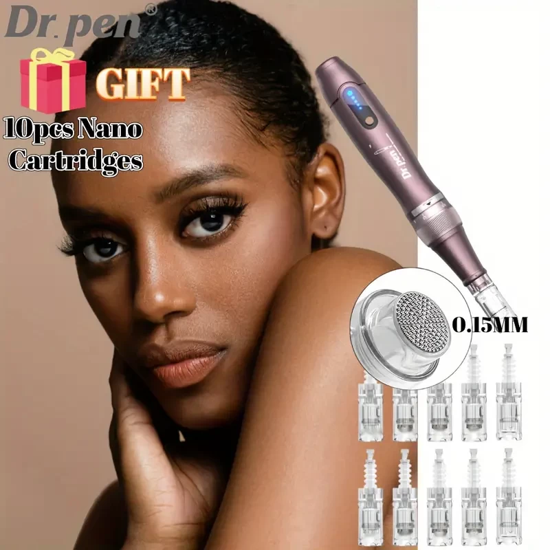 Dr. Pen Ult A10 Microcrystalline Pen, 10 Free Cartridges: 10pcs Round Nano - Authentic Multi-functional Wireless Beauty Pen, Skin Care Tool Kit