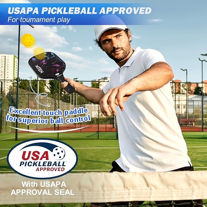 Pickleball Paddles, USAPA Approved Fiberglass Surface Pickleball Set with Pickleball Rackets, Pickle Ball Paddle Set ​for Men Women